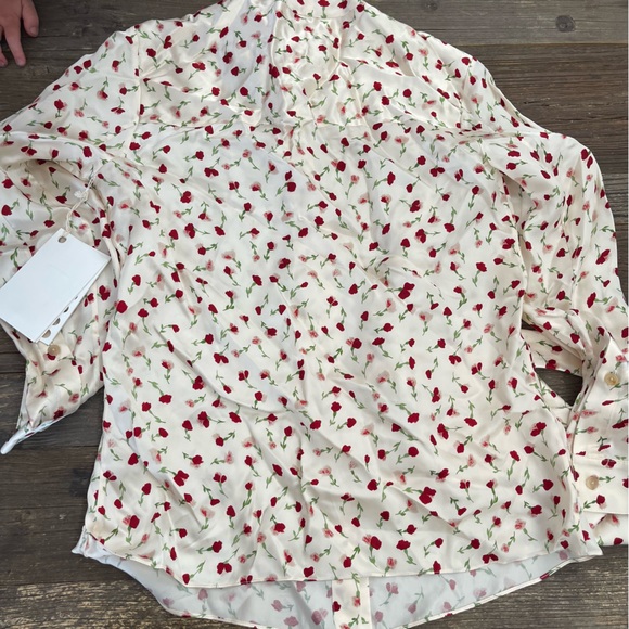 KHAITE Women's Floral Print Attached Scarf Blouse Size 2 - Picture 11 of 12